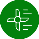 Here's an alt tag for the image: Green circle, four-blade fan icon, fast speed.