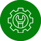 A green circle with an image of a wrench and gear.